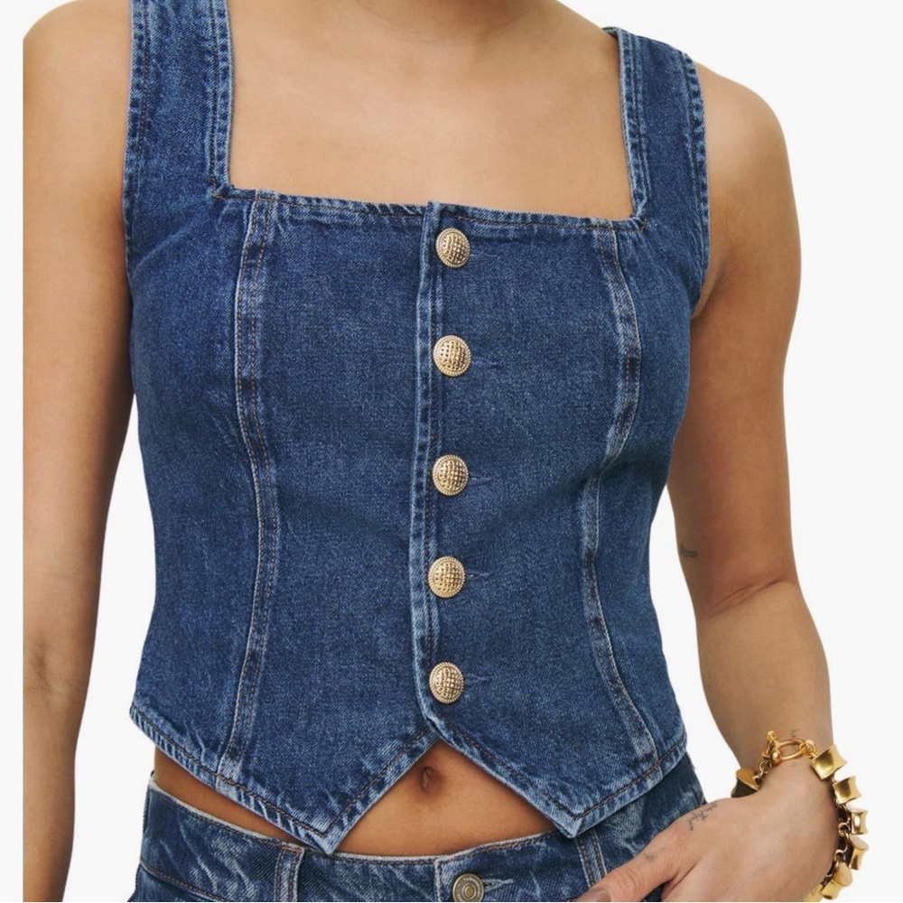 Reformation Indigo Denim Corset Crop Top